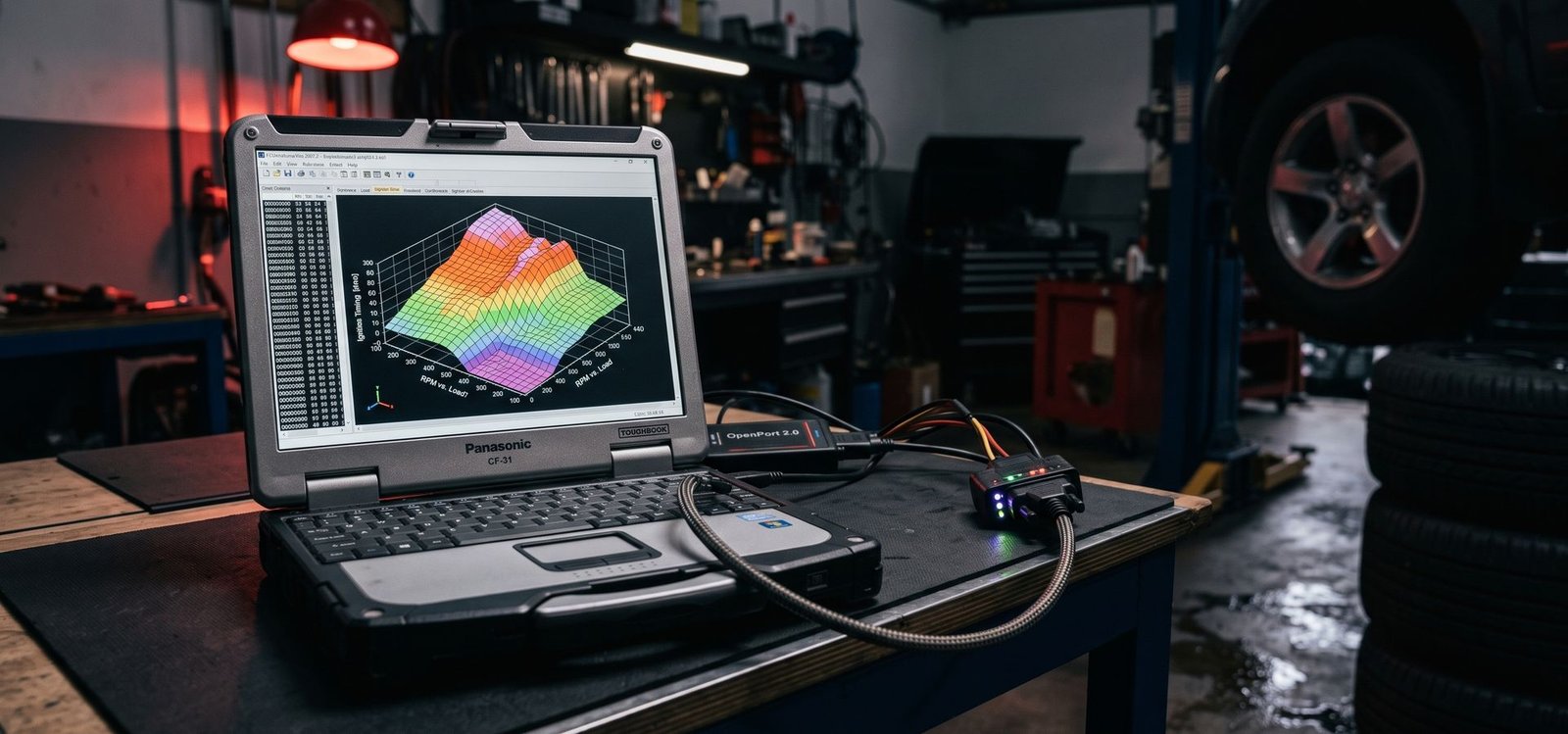 Técnico da RH Módulos reprogramando um veículo